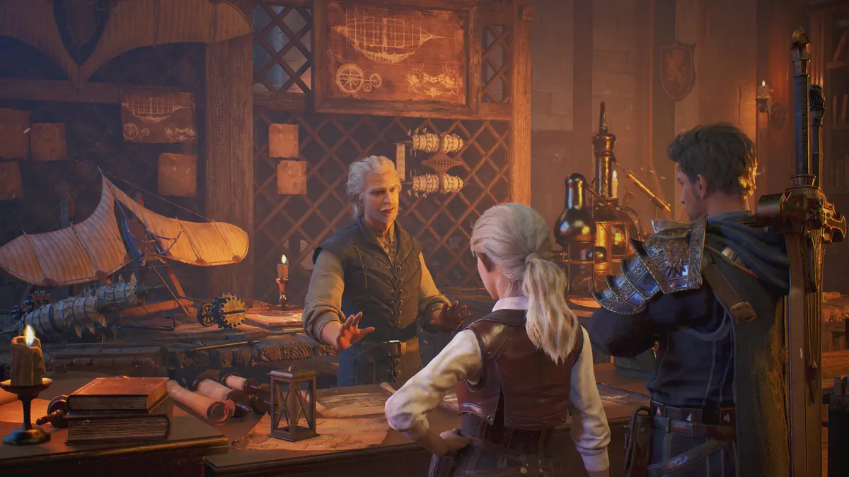 ArcheAge Chronicles official interior screenshot with several characters gathered around a table.